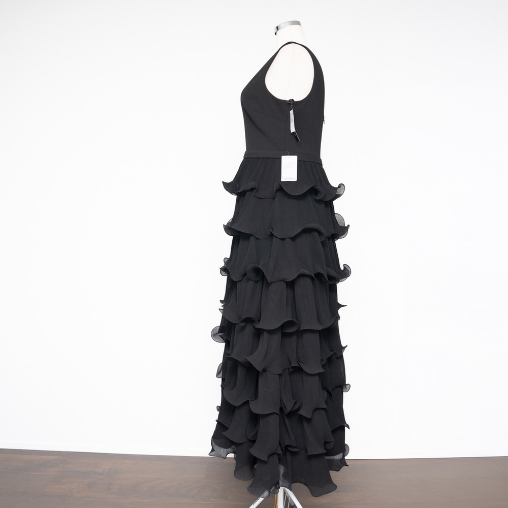Betsy and Adam Women's V Neck Tiered Long Gown - Picture 6 of 13
